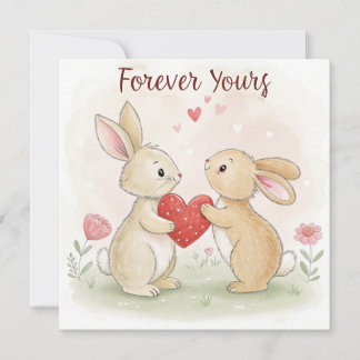 Carte Bunny romantique - Pour toujours votre