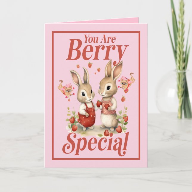 Carte Bunny Valentine en rose (Devant)