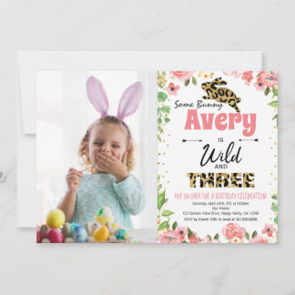 Carte Bunny Wild et trois photos d'anniversaire Invitati