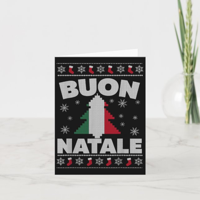 Carte Buon Natale Joyeux sapin de Noël Italien Vilain No (Devant)