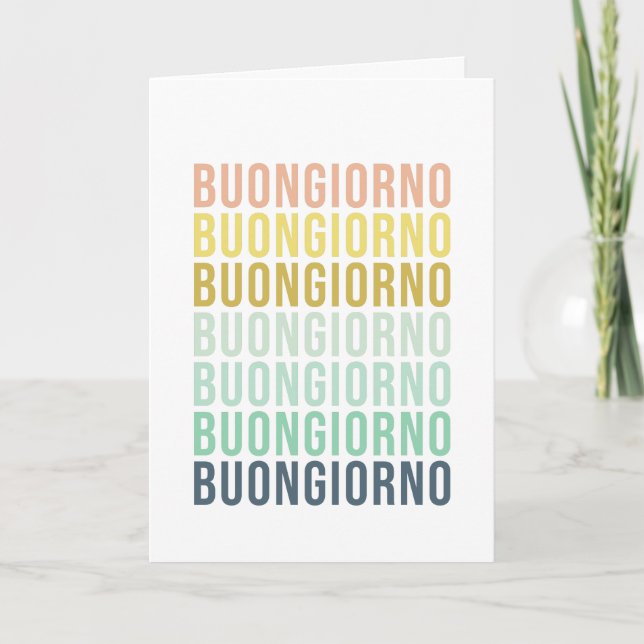 Carte Buongiorno Italien Bonjour Typographie Mignonne Co (Devant)