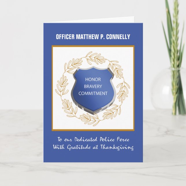 Carte Bureau de police Thanksgiving Merci Wreath (Devant)