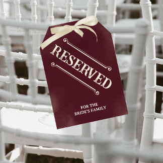 Carte Burgundy and Ivory Retro Wedding Reserved Seat Tag