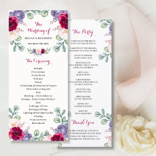 Carte Burgundy Blush Navy Fleurit Floral Wedding Program
