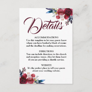Carte Burgundy Fall Watercolor Détails floraux