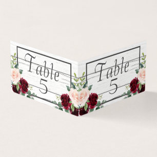 Carte Burgundy Floral Elegant Rustic Table Numéros