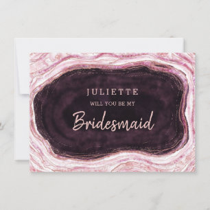 Carte Burgundy Geode Be My Bridesmaid Proposition Card