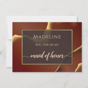Carte 🤵 Burgundy Gold Elegant Inky Mariage Abstrait
