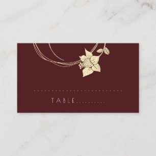 Carte Burgundy Maroon Flower Gold Botanical Table 