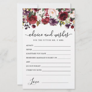 Carte Burgundy Red Rose Floral Conseils et voeux