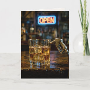 Carte Buse d'essence d'anniversaire dans un verre de Whi
