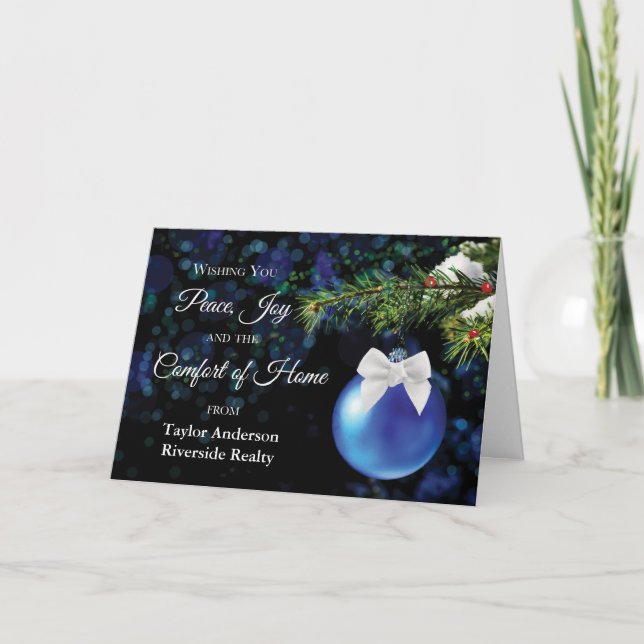 Carte Business From Realtor Custom Name Christmas Blue (Devant)