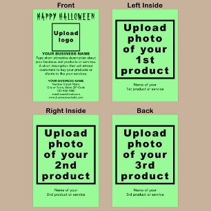 Carte Business Halloween vert clair Salutation plié