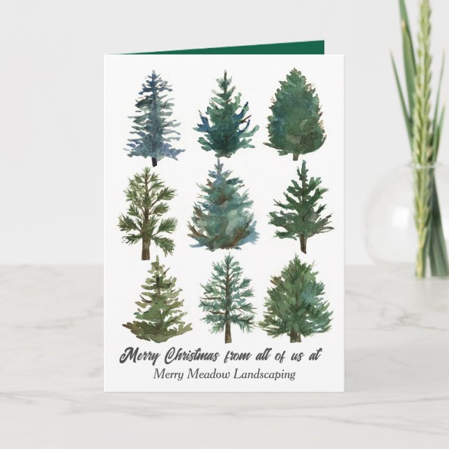 Carte Business Noël Arbres À feuillage persistant Vacanc (Devant)