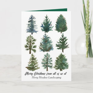 Carte Business Noël Arbres À feuillage persistant Vacanc