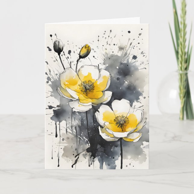 Carte Buttercup - Watercolor flowers (Devant)
