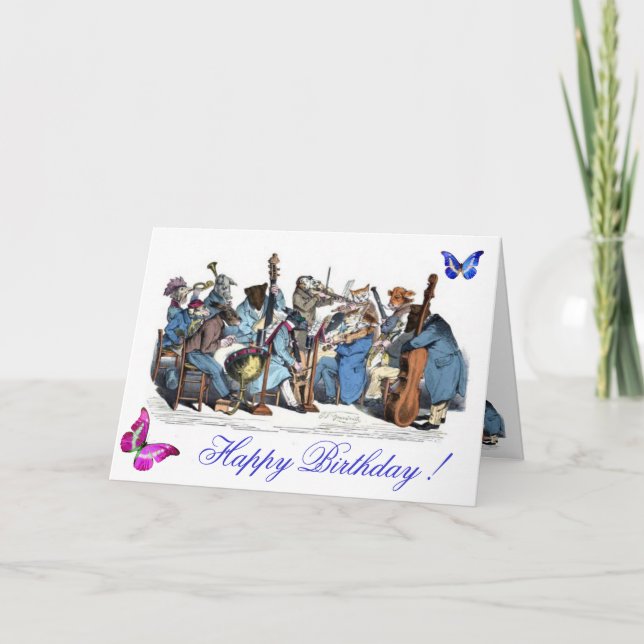 CARTE BUTTERFLIES ET, ANIMAL FARM ORCHESTRA ANNIVERSAIRE (Devant)