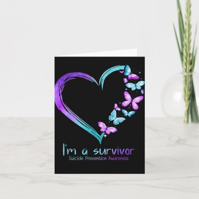 Carte Butterfly Heart Im A Survivor Suicide Prevention  (Devant)