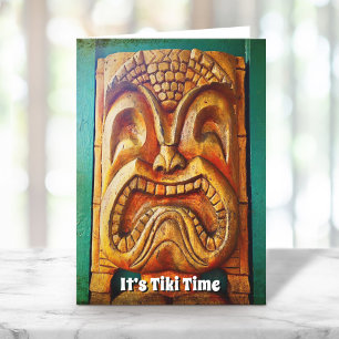 Carte C’est Tiki Time Cool Fun Vintage Retro Wood Face