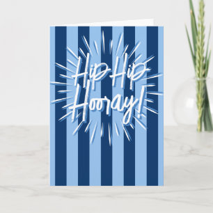 Carte Cabana Stripes "Hip Hip Hooray" Éclatement en Bleu