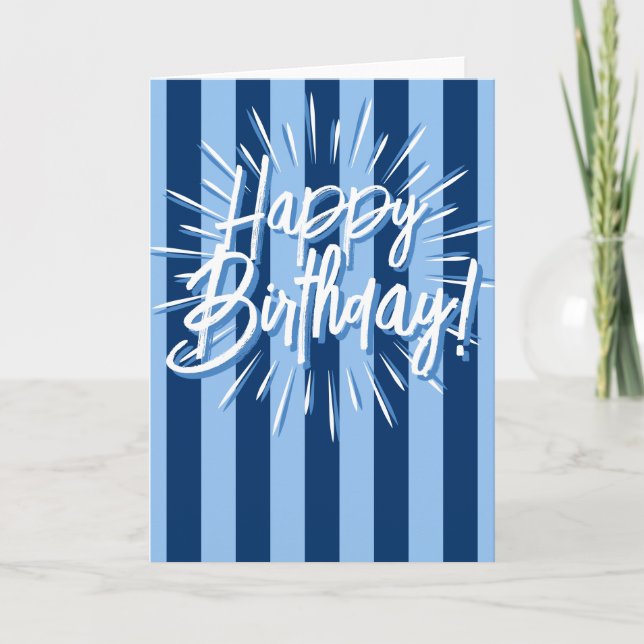 Carte Cabana Stripes "Joyeux Anniversaire" éclate en ble (Devant)