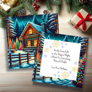 Carte Cabane en rondins la veille de Noël Personnalisée