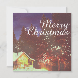 Carte Cabane merveilleuse de Noël hivernal Cozy