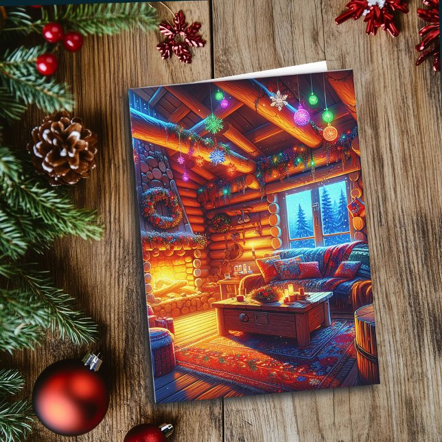 Carte Cabine en bois décoré le soir de Noël (Créateur téléchargé)