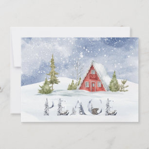 Carte Cabine rouge neige Paix