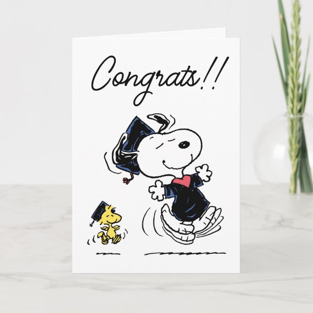Carte cacahuètes | Snoopy & Woodstock Graduation (Devant)
