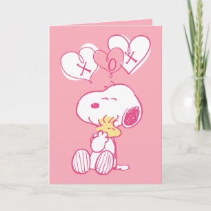Carte cacahuètes   Snoopy & Woodstock Hugs & Kisses