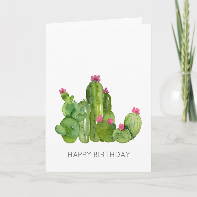 Carte Cactus Art HEUREUX ANNIVERSAIRE À VOUS Fleurs du d (Devant)
