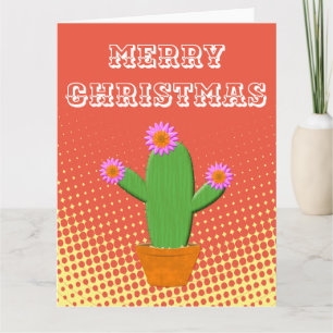 Carte Cactus Cartoon Cute Avec Fleur Rose