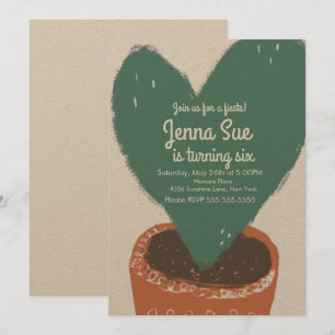 Carte Cactus Coeur Plante Fiesta Anniversaire Kraft