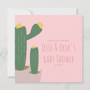 Carte Cactus Cupcakes Rose Remerciements Baby Shower