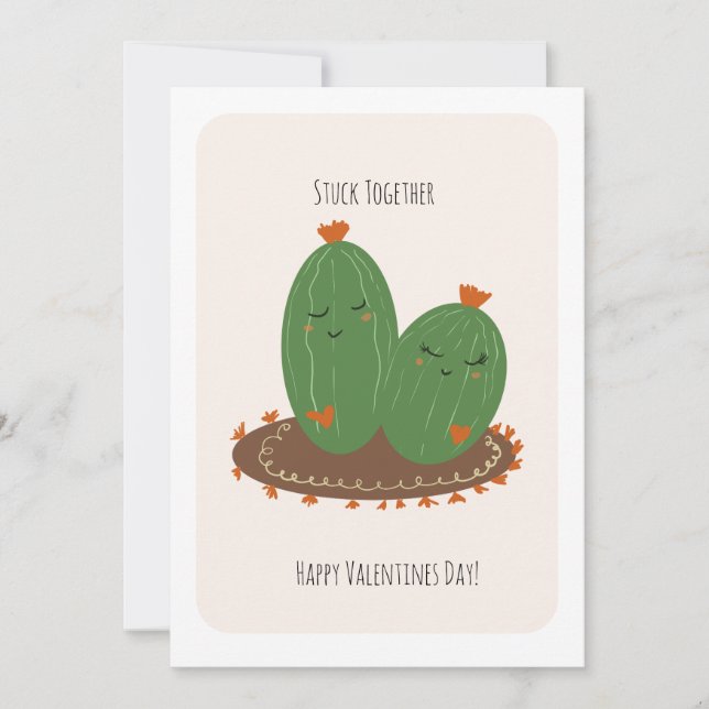Carte Cactus Doodle Saint-Valentin  (Devant)