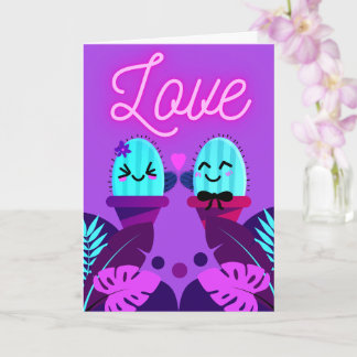 Carte cactus kawaii amour pour la Saint-Valentin