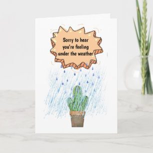Carte Cactus mignons sous la pluie sous le temps déprimé
