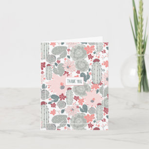 Carte Cactus Motif Rose Et Vert