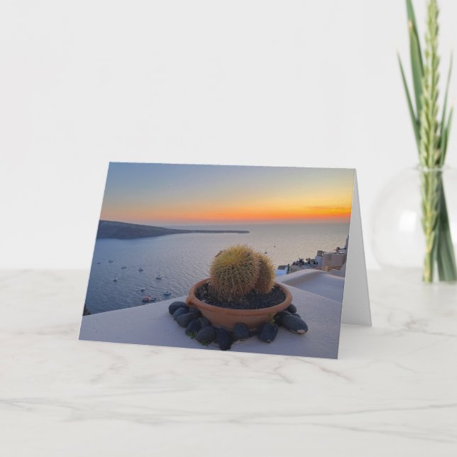 Carte Cactus Santorin Grèce Sunset Photographie (Devant)