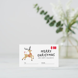 Carte cadeau $50 pour Noël de mariée