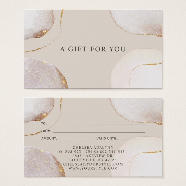 Carte cadeau Abstraite Aquarelle brillante de luxe (Devant & derrière)