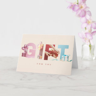 Carte Cadeau Anniversaire Typographie Photo Élégant Neut