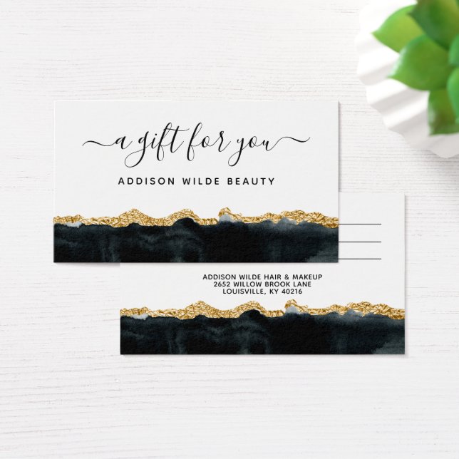 Carte Cadeau Aquarelle Noire Et Or (Bureau)