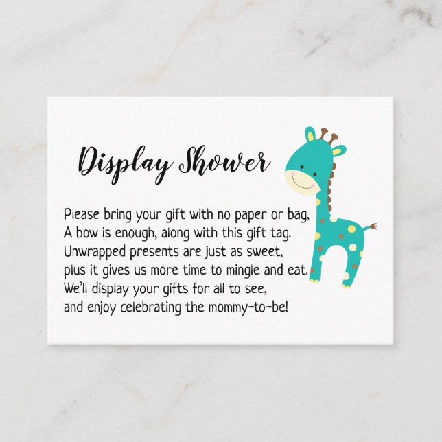 Carte cadeau Baby shower écran simple, Giraffe Tur (Devant)