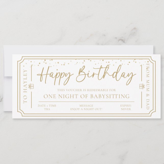 Carte cadeau Birthday Baby sitting (Devant)