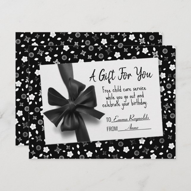 Carte cadeau Birthday Black Bow (Devant / Derrière)