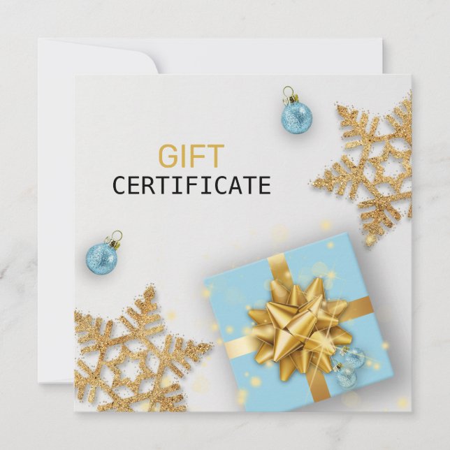 Carte cadeau bleu Gold Snowflakes Christmas Ball (Devant)
