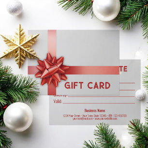Carte cadeau branchée Red Bow Satin Ribbon blanc