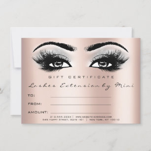 Carte Cadeau cadeau de certificat de maquillage rose ros